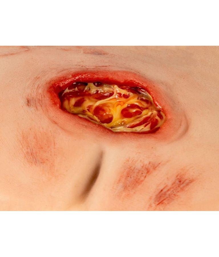 moulage de plaie, escarre sacrée, nettoyé vue de près